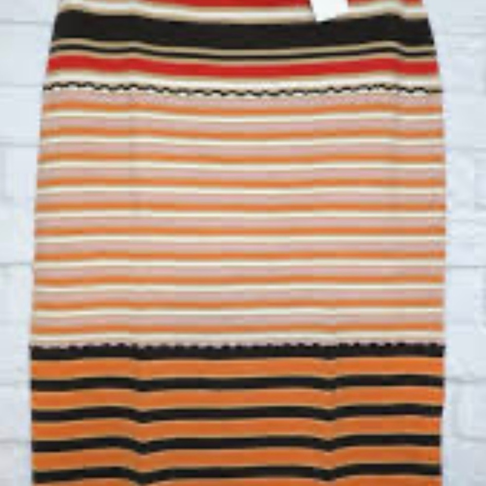 MARNI Uniqlo Women Merino Blend Striped Knitted Skirt Dark Brown M NWT